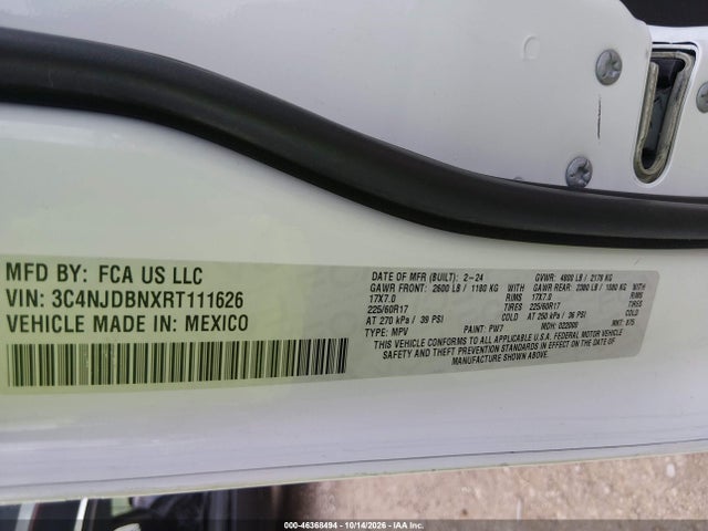 Продажа на аукционе авто 2024 Jeep Compass Latitude 4x4, vin: 3C4NJDBNXRT111626, номер лота: 46368494