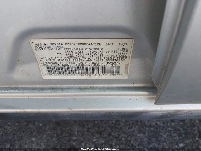 46368636 :رقم المزاد ، JTEHH20V110059073 vin ، 2001 Toyota Rav4 مزاد بيع
