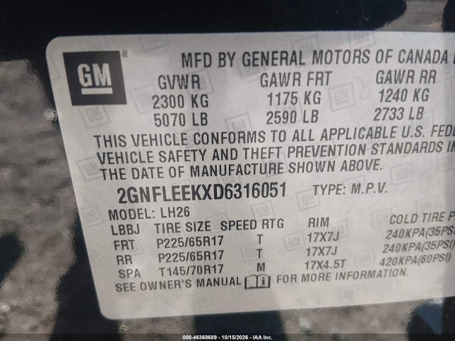 2013 Chevrolet Equinox 1lt მანქანა იყიდება აუქციონზე, vin: 2GNFLEEKXD6316051, აუქციონის ნომერი: 46368689