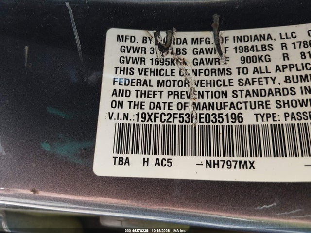 Продаж на аукціоні авто 2017 Honda Civic Lx, vin: 19XFC2F53HE035196, номер лоту: 46370239
