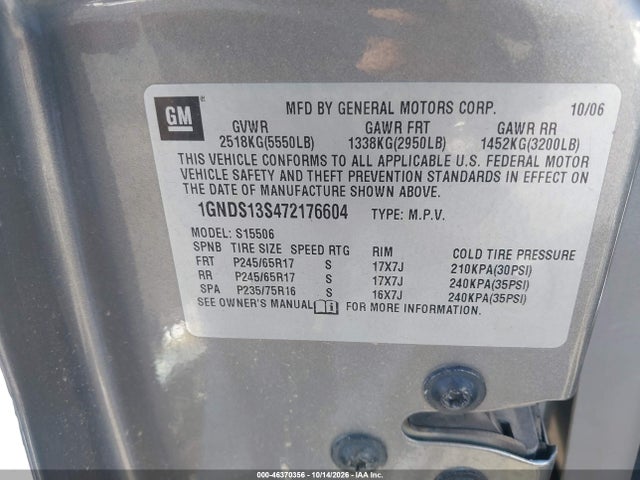 Auction sale of the 2007 Chevrolet Trailblazer Ls, vin: 1GNDS13S472176604, lot number: 46370356