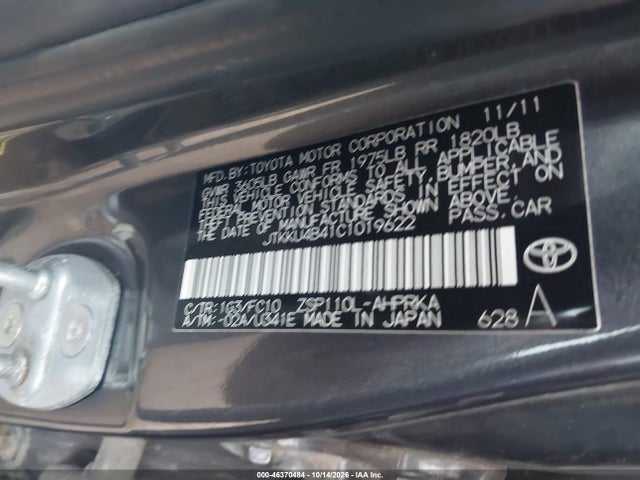Auction sale of the 2012 Scion Xd, vin: JTKKU4B41C1019622, lot number: 46370484