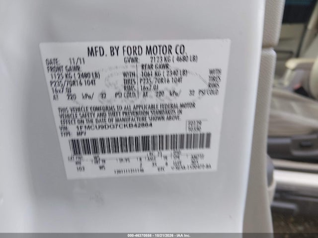 Продаж на аукціоні авто 2012 Ford Escape Xlt, vin: 1FMCU9DG7CKB42864, номер лоту: 46370558