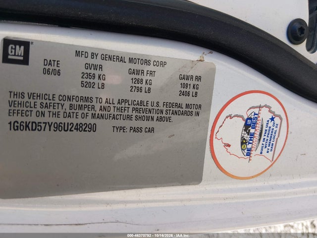Продаж на аукціоні авто 2006 Cadillac Dts Standard, vin: 1G6KD57Y96U248290, номер лоту: 46370792