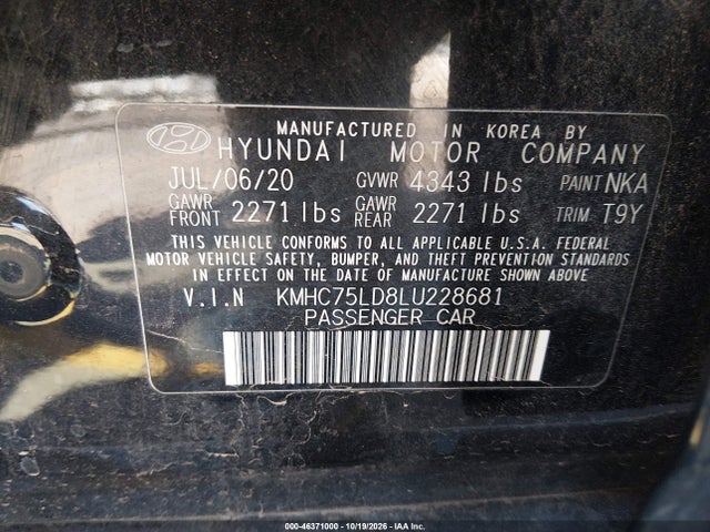 Продаж на аукціоні авто 2020 Hyundai Ioniq Plug-in Hybrid Sel, vin: KMHC75LD8LU228681, номер лоту: 46371000