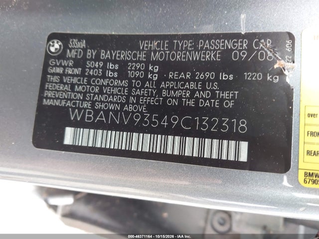 Продажа на аукционе авто 2009 Bmw 535i Xdrive, vin: WBANV93549C132318, номер лота: 46371164