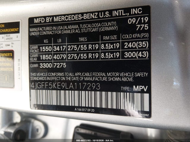 4JGFF5KE9LA117293 Mercedes-Benz Gls 450 4matic