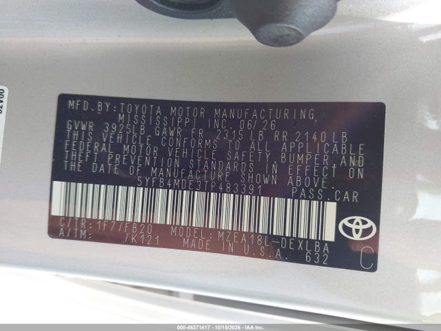 Toyota COROLLA LE 2026 5YFB4MDE3TP483391 Image 9