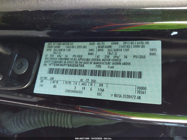 Ford F-150 Xlt 2025 1FTEW3KP7SKE06705 Image 9