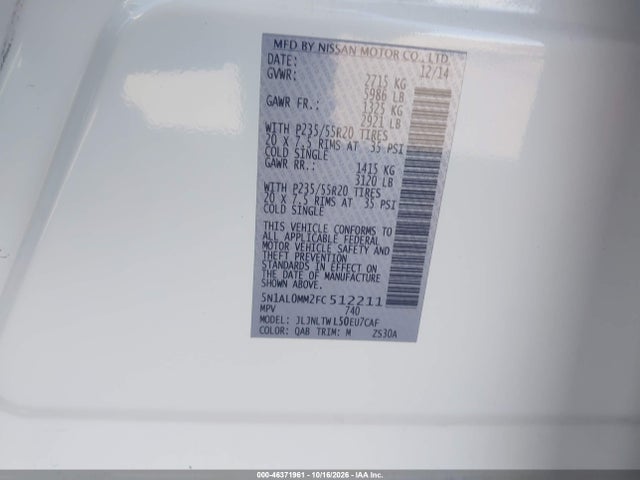 Infiniti QX60 2015 5N1AL0MM2FC512211 Image 9