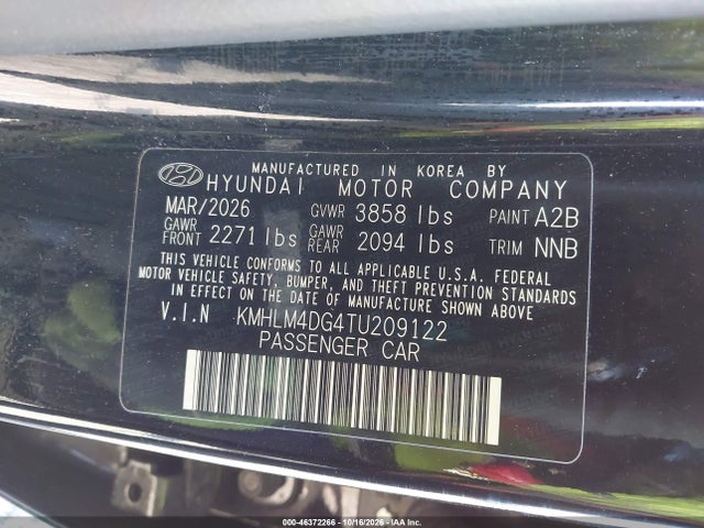 KMHLM4DG4TU209122 Hyundai Elantra Sel Sport