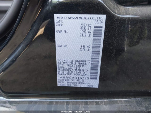1N4BL4DW7TN316725 Nissan Altima Sv Awd