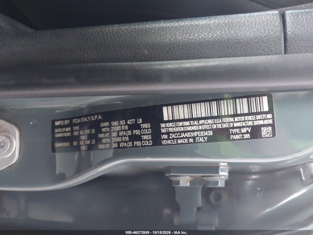 Продаж на аукціоні авто 2017 Jeep Renegade Sport Fwd, vin: ZACCJAAB3HPE83439, номер лоту: 46372589