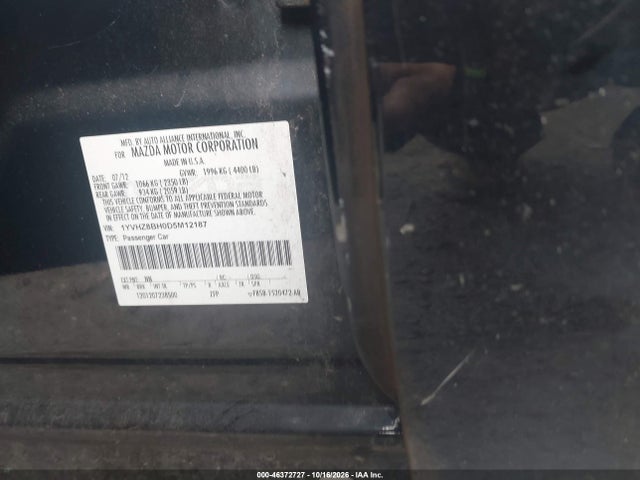 Продаж на аукціоні авто 2013 Mazda Mazda6 I Sport, vin: 1YVHZ8BH0D5M12187, номер лоту: 46372727