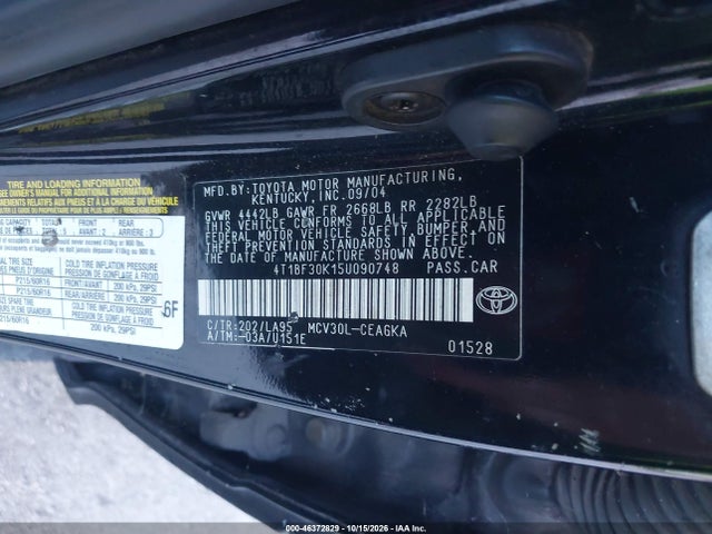 Aukcja sprzedaży 2005 Toyota Camry Xle V6, vin: 4T1BF30K15U090748, numer aukcji: 46372829
