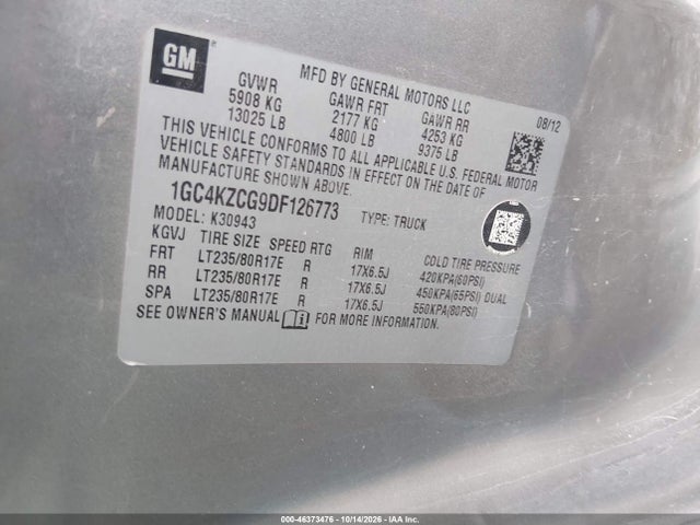 Продаж на аукціоні авто 2013 Chevrolet Silverado 3500hd Work Truck, vin: 1GC4KZCG9DF126773, номер лоту: 46373476