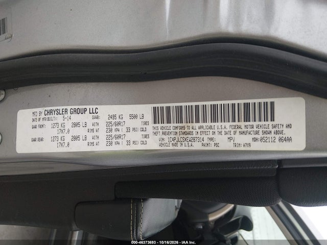 46373693 :رقم المزاد ، 1C4PJLCSXEW287314 vin ، 2014 Jeep Cherokee Latitude مزاد بيع