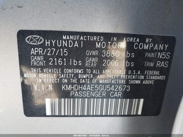Hyundai ELANTRA SE 2016 KMHDH4AE5GU542673 Image 9