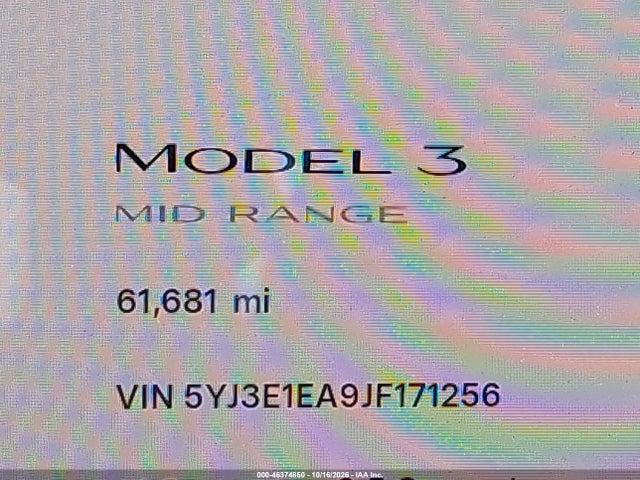 46374850 :رقم المزاد ، 5YJ3E1EA9JF171256 vin ، 2018 Tesla Model 3 Long Range/mid Range مزاد بيع