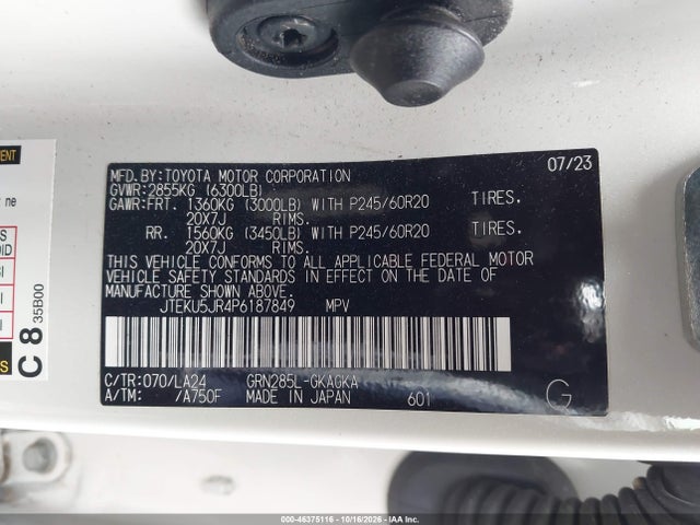 Продаж на аукціоні авто 2023 Toyota 4runner Limited, vin: JTEKU5JR4P6187849, номер лоту: 46375116