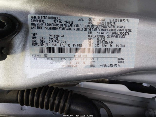 Продаж на аукціоні авто 2017 Ford Focus Se, vin: 1FADP3F20HL300578, номер лоту: 46375137