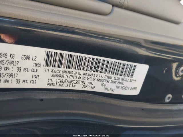 Auction sale of the 2012 Jeep Grand Cherokee Laredo, vin: 1C4RJEAG0CC355184, lot number: 46375218