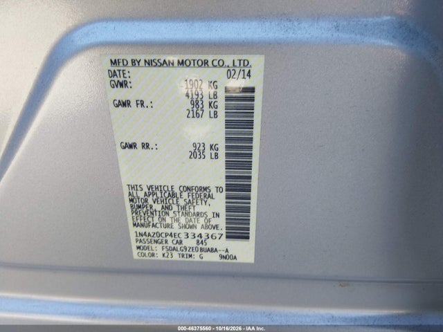 1N4AZ0CP4EC334367 Nissan Leaf Sl