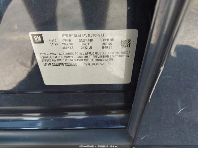 46375652 :رقم المزاد ، 1G1PA5SG0E7228686 vin ، 2014 Chevrolet Cruze Ls Auto مزاد بيع