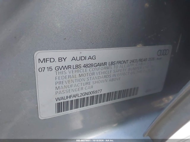 Продаж на аукціоні авто 2016 Audi A4 2.0t Premium, vin: WAUHFAFL2GN005977, номер лоту: 46375851