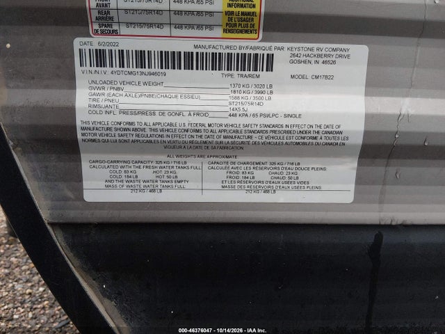 Cole Coleman 2022 4YDTCMG13NJ946019 Image 9