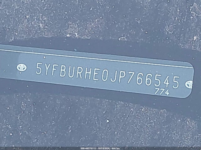 Aukcja sprzedaży 2018 Toyota Corolla Se, vin: 5YFBURHE0JP766545, numer aukcji: 46376113