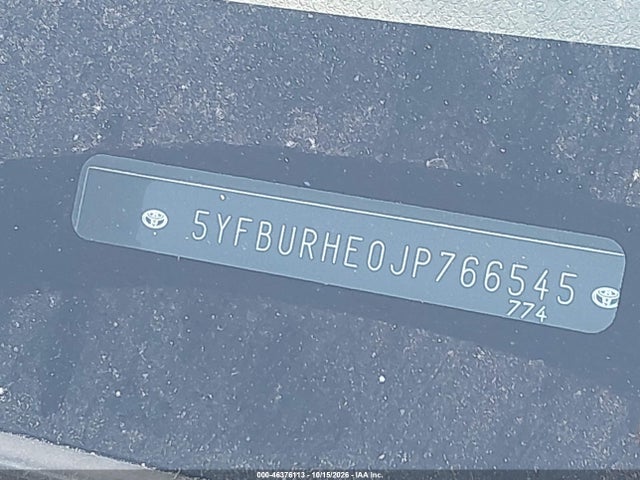 Aukcja sprzedaży 2018 Toyota Corolla Se, vin: 5YFBURHE0JP766545, numer aukcji: 46376113