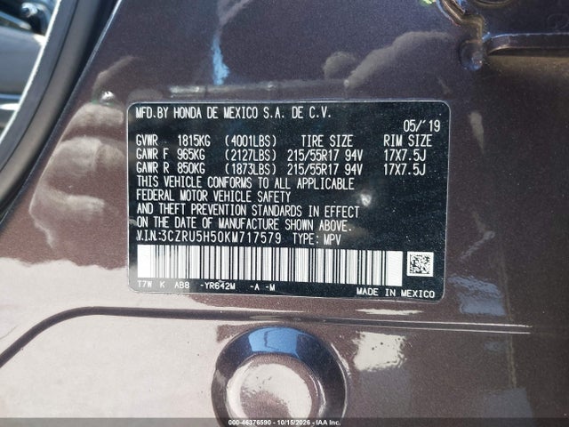 3CZRU5H50KM717579 Honda HR-V EX