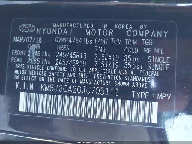 Hyundai Tucson Value 2018 KM8J3CA20JU705111 Image 9