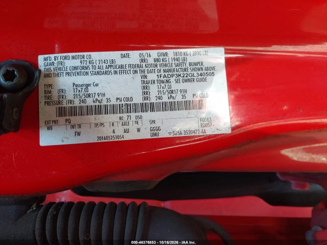 Ford FOCUS SE 2016 1FADP3K22GL340505 Image 9