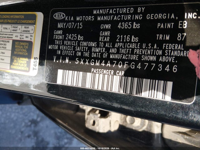 Продажа на аукционе авто 2015 Kia Optima Lx, vin: 5XXGM4A70FG477346, номер лота: 46376859