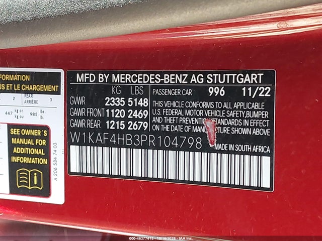 W1KAF4HB3PR104798 Mercedes-Benz C 300 4matic