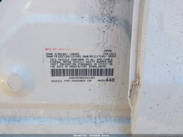 Продажа на аукционе авто 2012 Mitsubishi Lancer Se, vin: JA32V2FW6CU021304, номер лота: 46377527