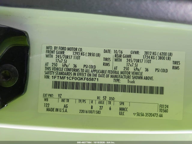 1FTMF1CF0GKF65871 Ford F-150 Xl