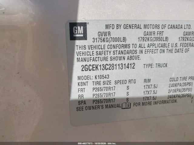Продаж на аукціоні авто 2008 Chevrolet Silverado 1500 Ls, vin: 2GCEK13C281131412, номер лоту: 46377873