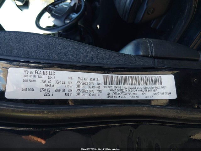Aukcja sprzedaży 2015 Dodge Durango Sxt, vin: 1C4RDJAG5FC202742, numer aukcji: 46377970