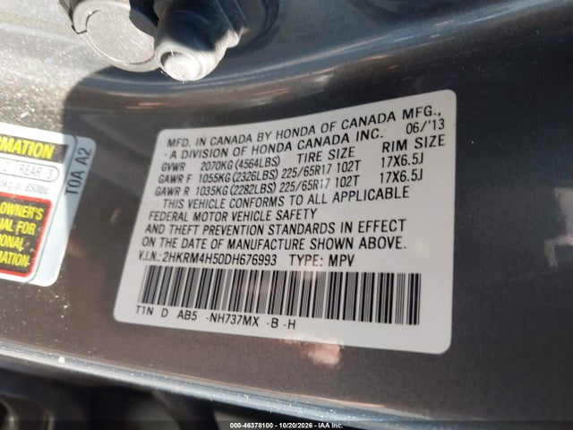 Aukcja sprzedaży 2013 Honda Cr-v Ex, vin: 2HKRM4H50DH676993, numer aukcji: 46378100