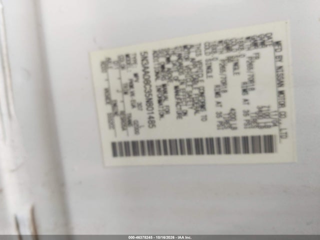 46378245 :رقم المزاد ، 5N3AA08C35N801485 vin ، 2005 Infiniti Qx56 مزاد بيع