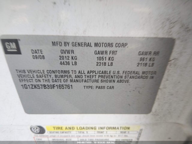 Продаж на аукціоні авто 2009 Chevrolet Malibu Ltz, vin: 1G1ZK57B39F165761, номер лоту: 46378559