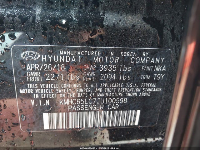 Продажа на аукционе авто 2018 Hyundai Ioniq Hybrid Blue, vin: KMHC65LC7JU100598, номер лота: 46379432