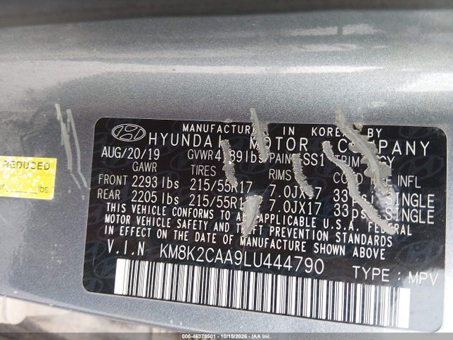 Aukcja sprzedaży 2020 Hyundai Kona Sel, vin: KM8K2CAA9LU444790, numer aukcji: 46379501