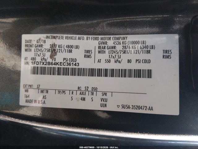 Ford F-250 Xl 2019 1FD7X2B64KEC36143 Image 9