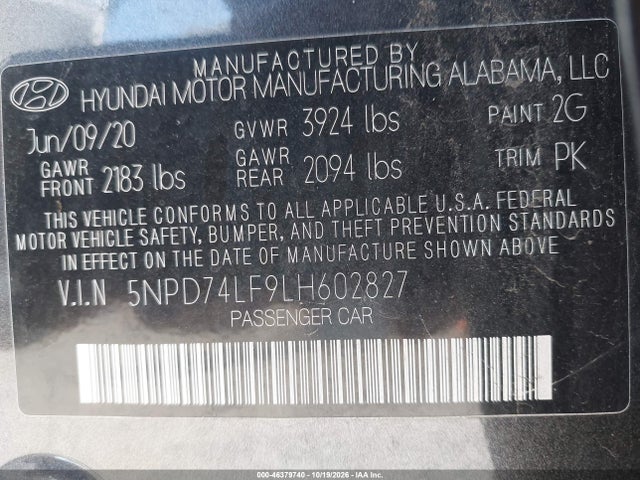 Hyundai ELANTRA SE 2020 5NPD74LF9LH602827 Image 9
