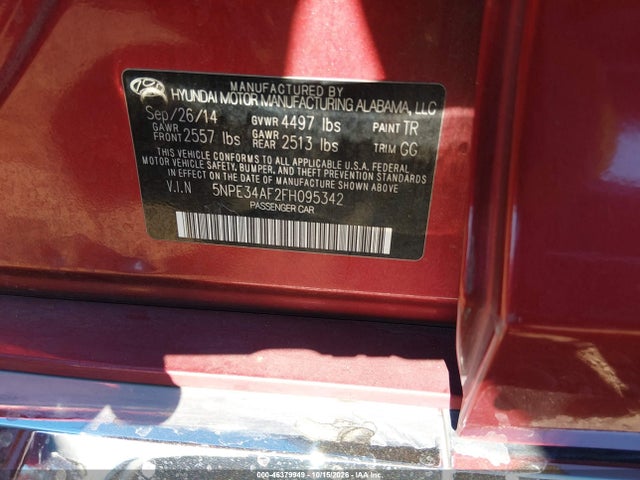 Hyundai Sonata Sport 2015 5NPE34AF2FH095342 Image 9