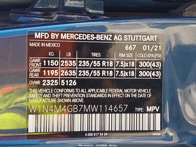 W1N4M4GB7MW114657 Mercedes-Benz GLB 250